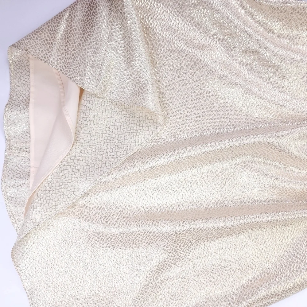 New Sail to Sable Silk Metallic Gold Blue Detailing Dress Sz 4 - Picture 7 of 14